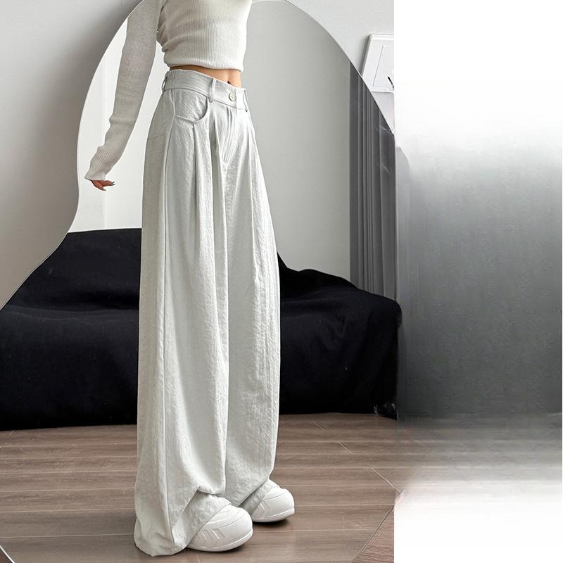 White Wide-leg Pants Women's Summer New High-waisted Loose Straight-leg Suit Pants