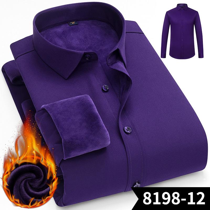 Men's Winter Sherpa Lined Shirts Long Sleeve Button Down Fleece Dress Shirts for Men Business Casual Warm Comfortable Thermal Shirt With Pockets
