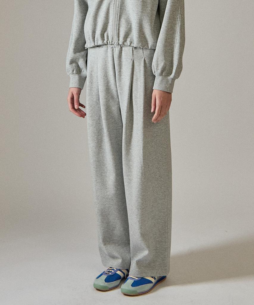 BASIC HOUSE Women'S Double-Sided Two-Pleated Wide Sweatpants Melange Grey Lzpt0211