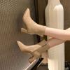 Women's Slim Pointed High-Heeled Ankle Boots - French Style, Fall/Winter 2024, Thick Heel, Outdoor Martin Style