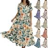 Women's Casual Loose Bohemian Floral Print Short Sleeve Dress