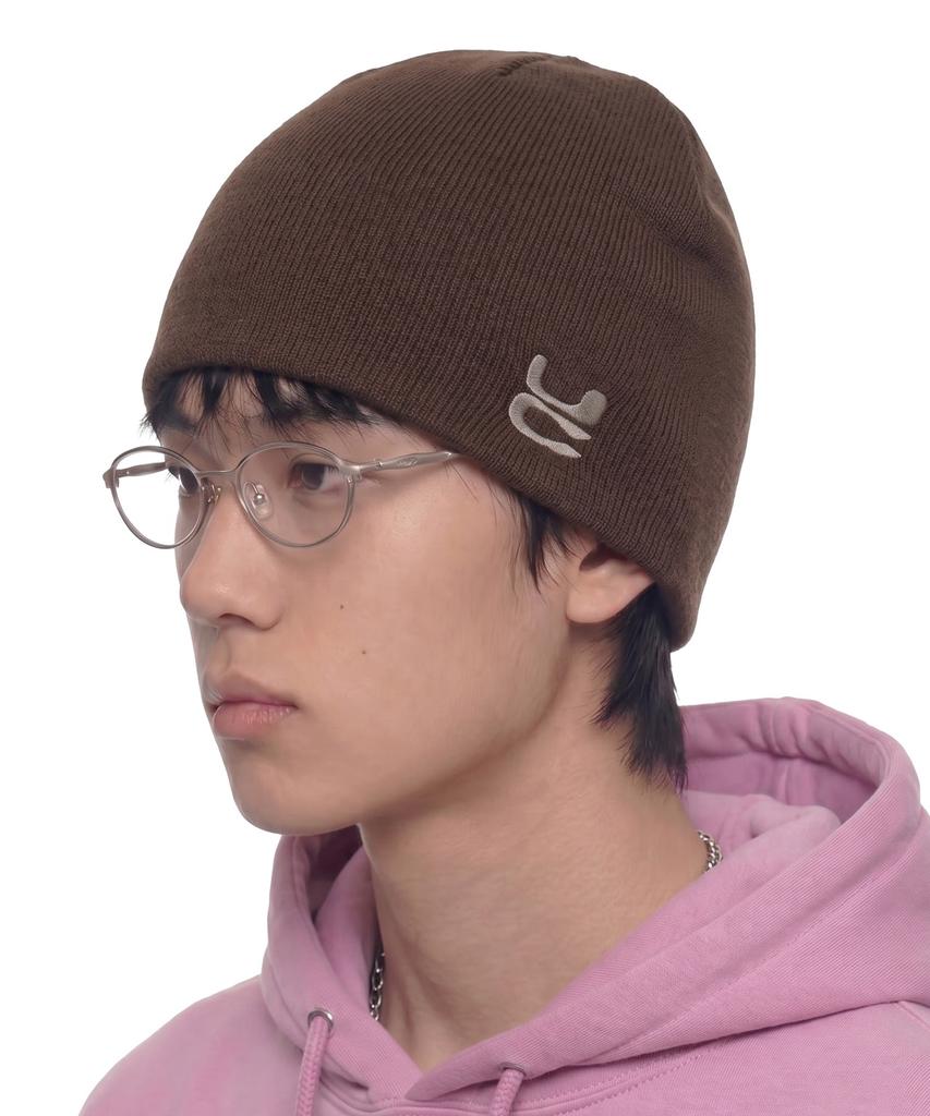 Eondeokeonteulol All-Season Cotton Slim Fit Thin Knit Logo Embroidery Beanie Solid Unisex Beanie Hat Beanie / Uc / No Cuff / Brown