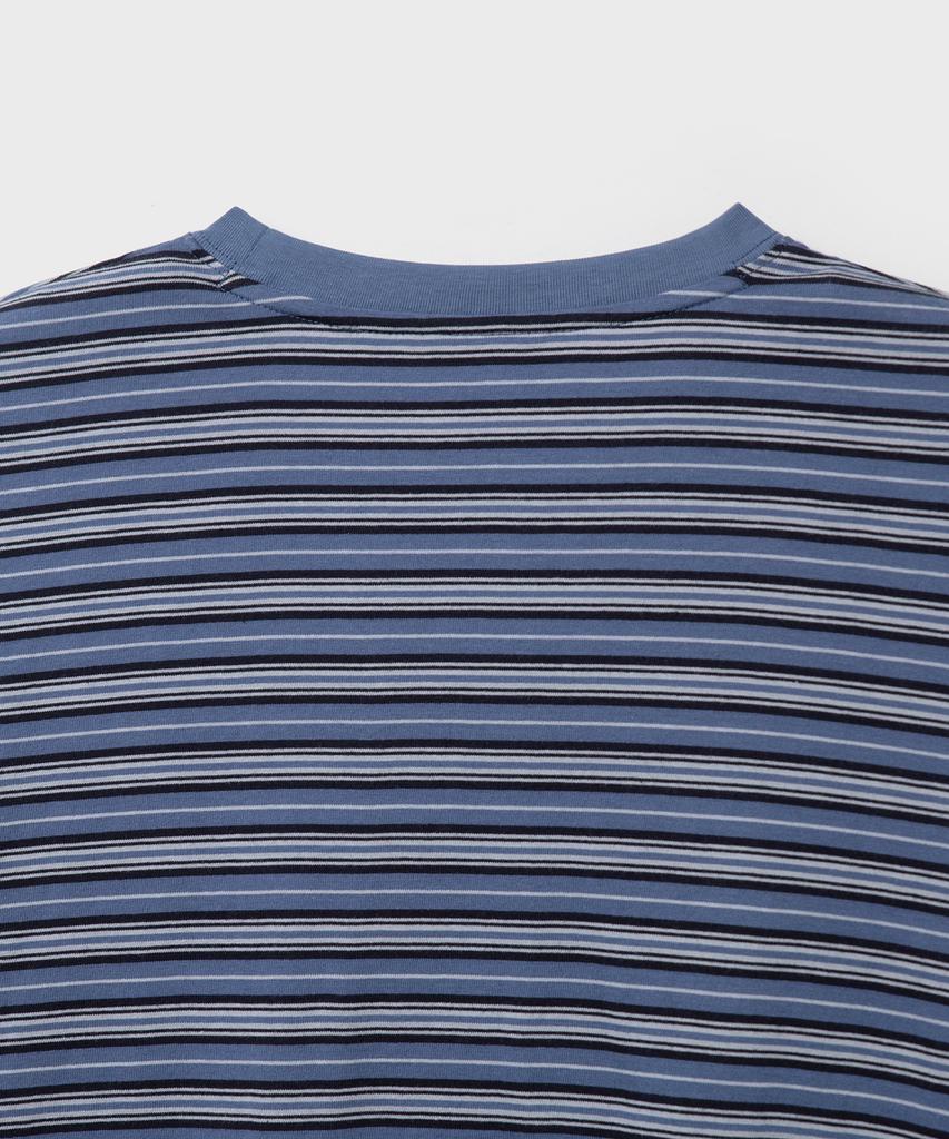Bellie City Grunge Stripe Long Sleeve - Multi Indigo Blue
