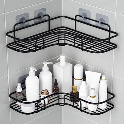 Estante de Almacenamiento de Esquina de Hierro Triangular Montado en la Pared para Baño, Estante de Almacenamiento de Cocina sin Perforaciones
