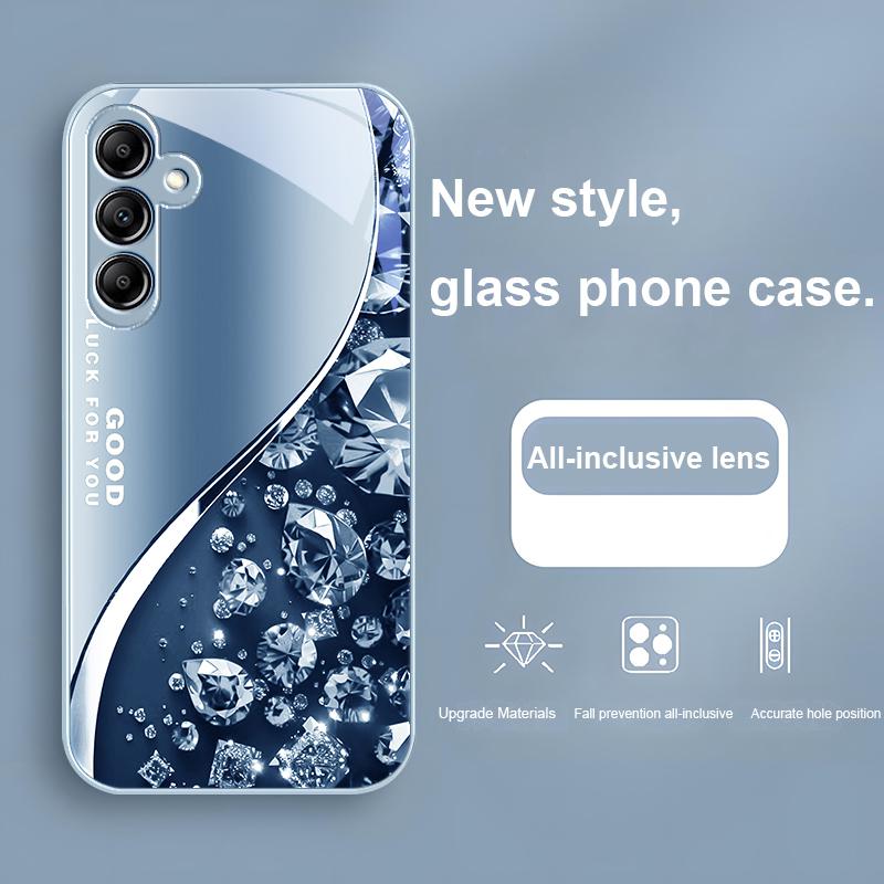 Color Diamond Gradient For Samsung Galaxy A01 A02 A03 Core A04 A14 4G A13 54 34 31 20 25 23 22 5G S21 Ultra S20 Glass Phone Case