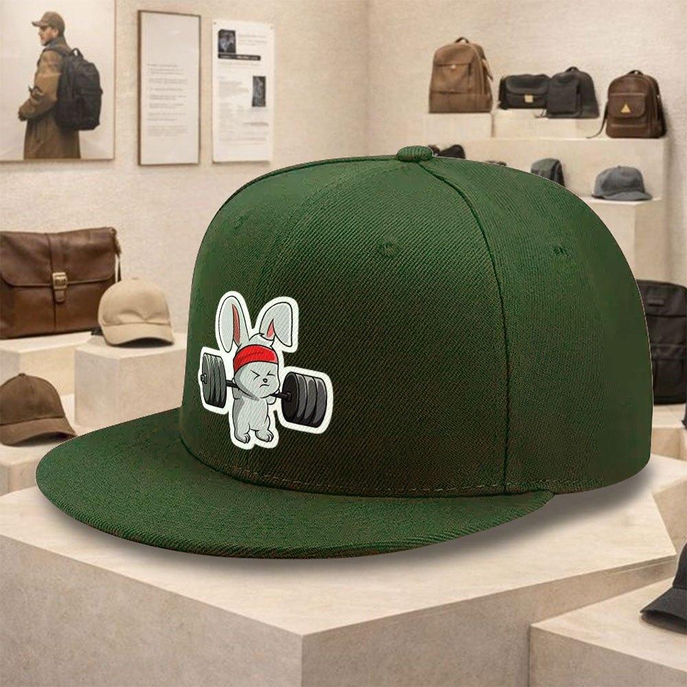 Tyngdlyftande Kanin Rolig Grafisk Tryck Platt Brätte Basebollkeps Polyester Streetwear Snapback Hatt Unisex