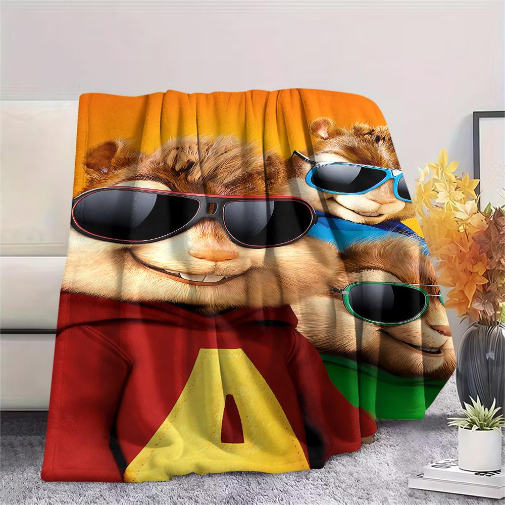 1PC Alvin & The Chipmunks Print Flannel Blanket, High Quality All Seasons, Home Decor, Warmth and Comfort, Perfect for Christmas Gifts