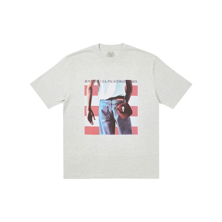 Palace Born To Bun Album Parody Print Casual Short Sleeve T-Shirt Unisex Tops Grey P20TS070
