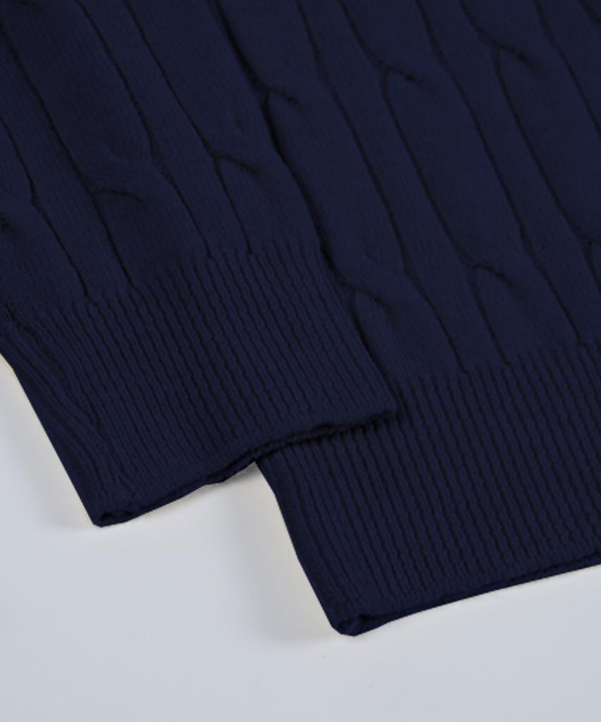 BIRBANTE Soft Washable Cable Round Knit - Dark Navy