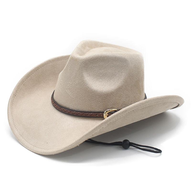Western Mens Suede Cowboy Hat With Metal Buckle For Autumn Winter Elegant Style