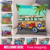 Pillowcase Happy Camper Cartoon House Travel Car Cushion Cover Sofa Home Super Soft