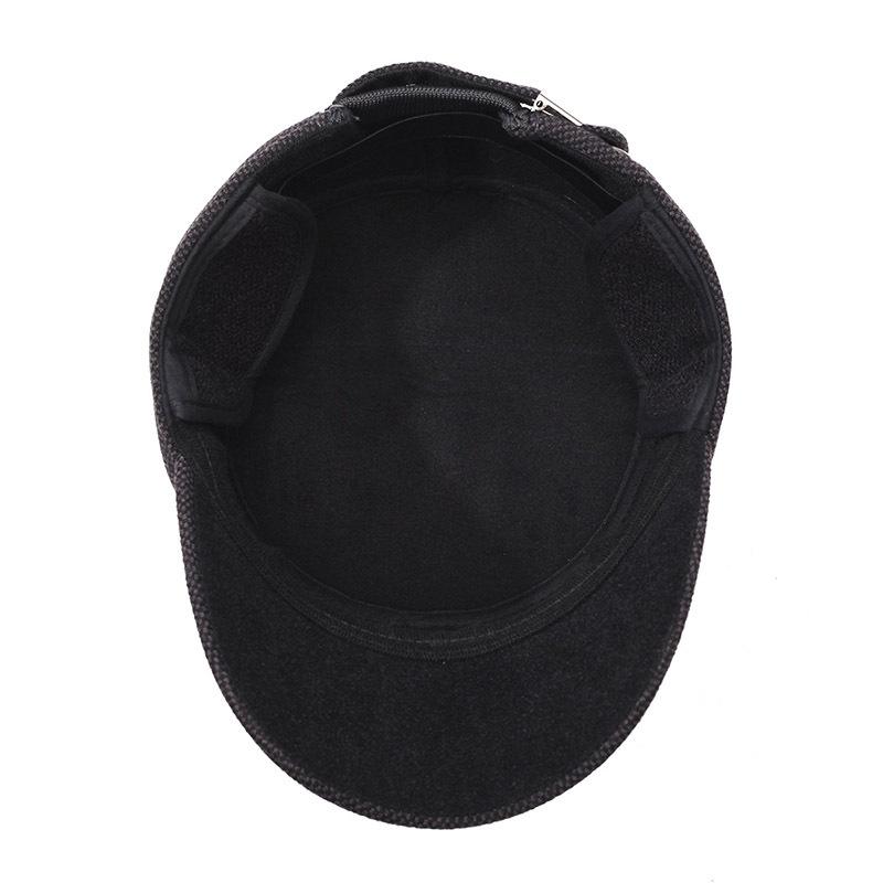 Middle-Aged and Elderly Cap Men's Woolen Flat Cap Autumn Winter Warm Father's Cap Thick Ear Protection Cap