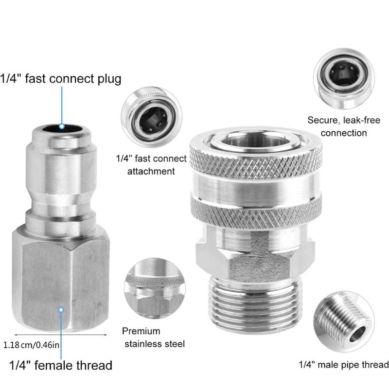 Quick Connect Hose Adapter Fittings Outdoor Watering Equipment Attachments for Pressure Washers, NPT Water Guns Adaptors