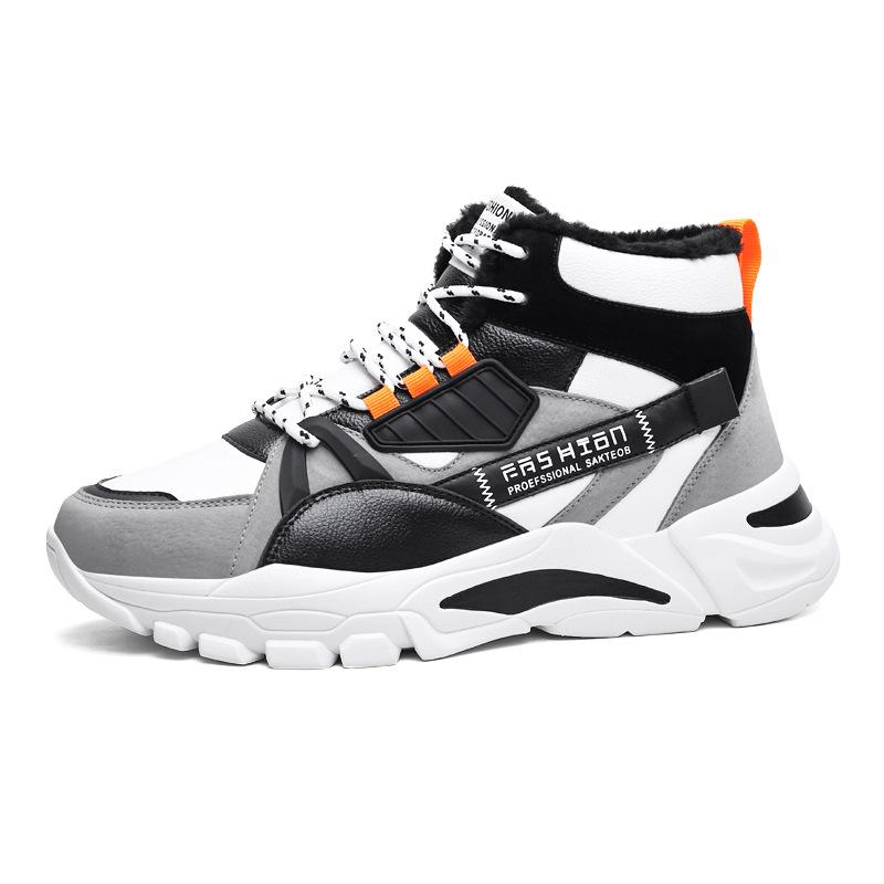 Heren boardschoenen winter hoge schoenen Koreaanse versie met fleece herenschoenen Warme papa schoenen Heren katoenen schoenen