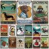 Affiche Vintage de chiens de compagnie mignons, signes en étain, teckel, bouledogue, Plaque métallique pour jardin, café, cuisine, maison, décor artistique mural