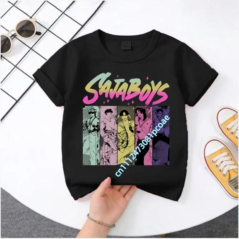 KPop Demon Hunters 2026New Saja Boys Cartoon Boys T-shirt Round Neck Fashion Casual Top Children's T-shirt Kids Clothing
