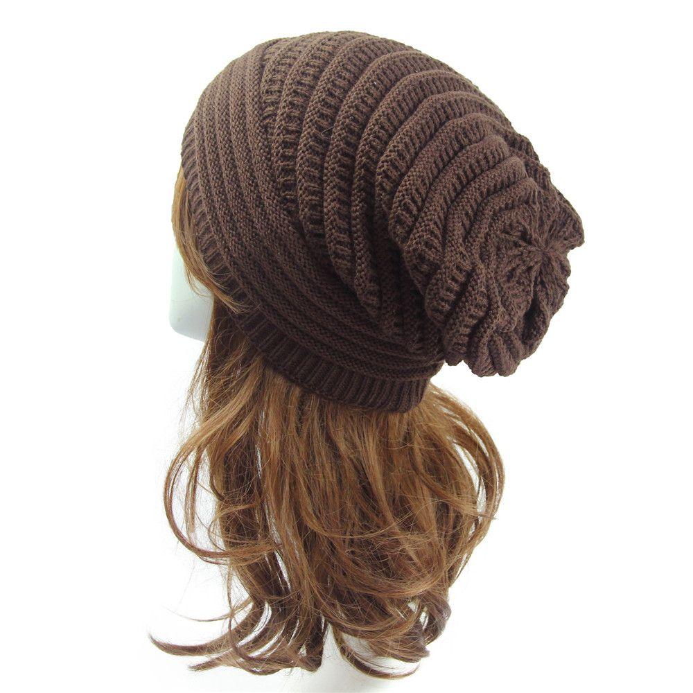 Outdoor Striped Slouchy Knitted Hat Beanie Hat Ski Cap Baggy