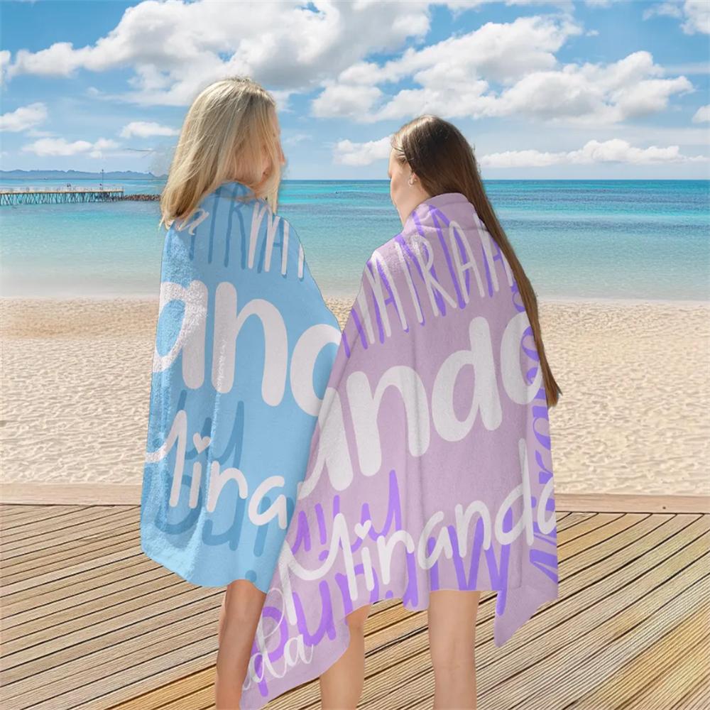 Personalized Beach Towel with Name, Oversized Monogram Pool Towels For Kids/Adult, Bachelorette Party Towel Gift, Birthday Vacat