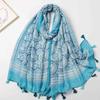 Fashion Luxury Ladies Women Scarf Female Cotton Linen Shawl Tassel Four Seasons Versatile Floral Muslim Hijab 90*180Cm