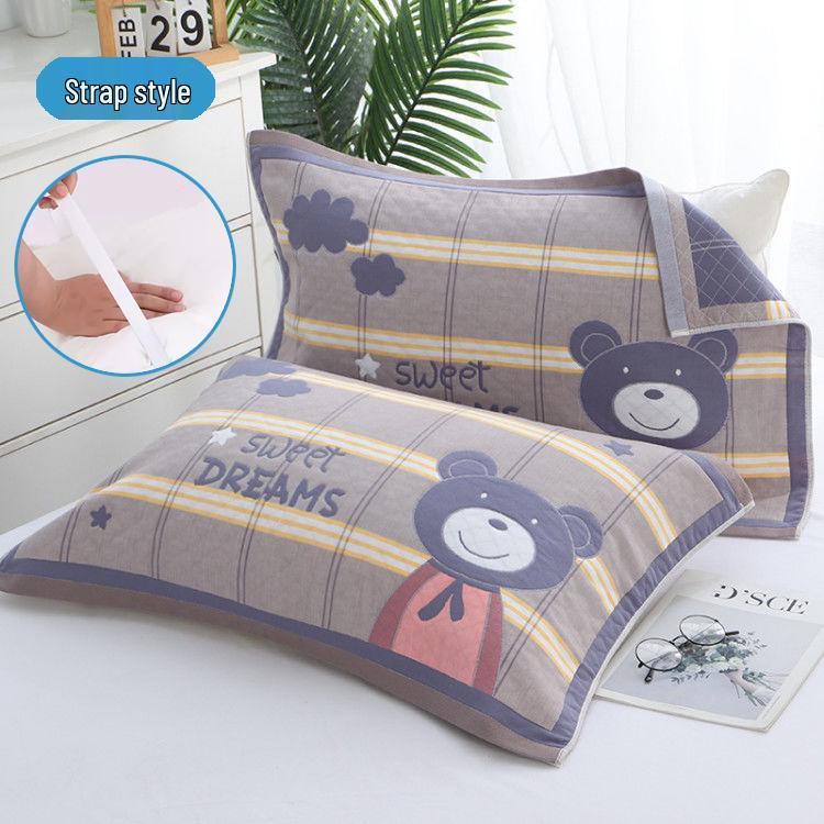 Extra Large and Thick Plaid Cotton Pillow Towel Set - Stain-Resistant Home Gauze for Couples, Students