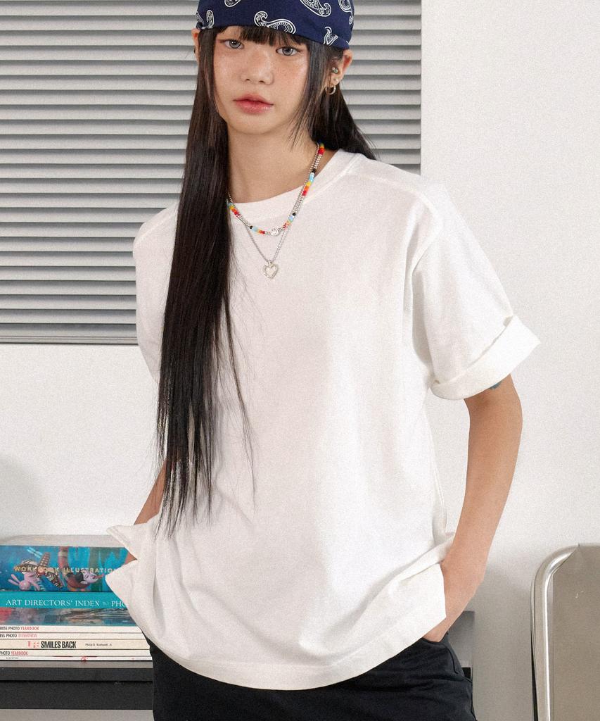 Beobeulpiseu 16-Count Raglan Slit Plain Pigment T-Shirt_White