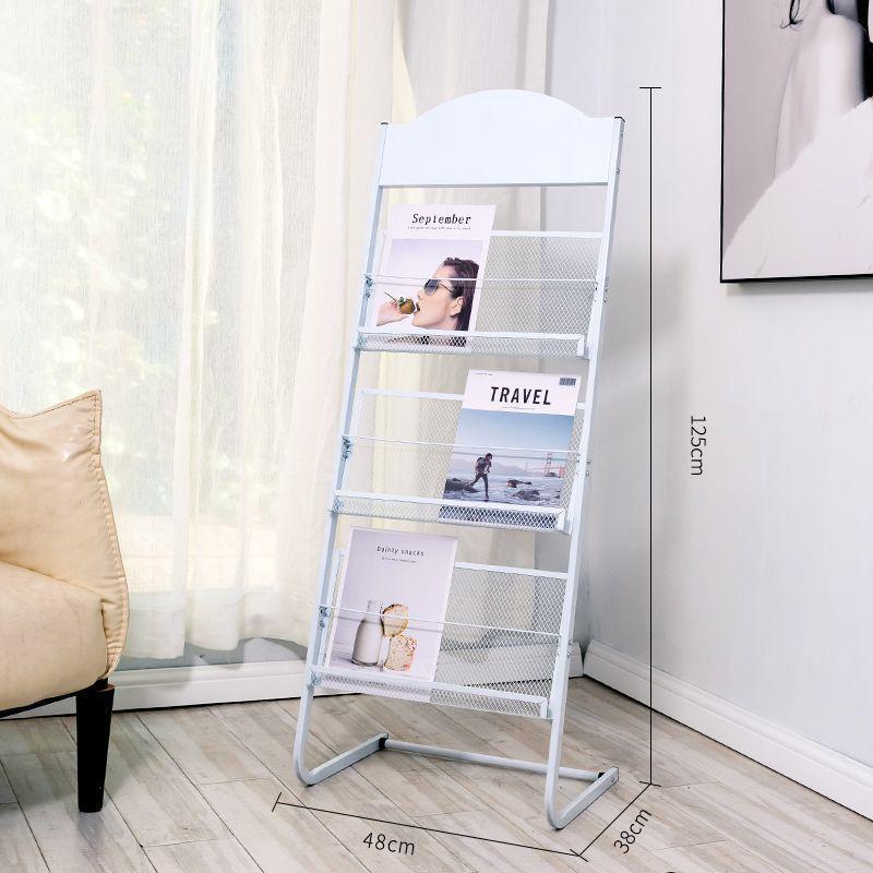 Floor-Standing Magazine, Newspaper, Book, and Display Rack for Office Storage and Promotional Materials