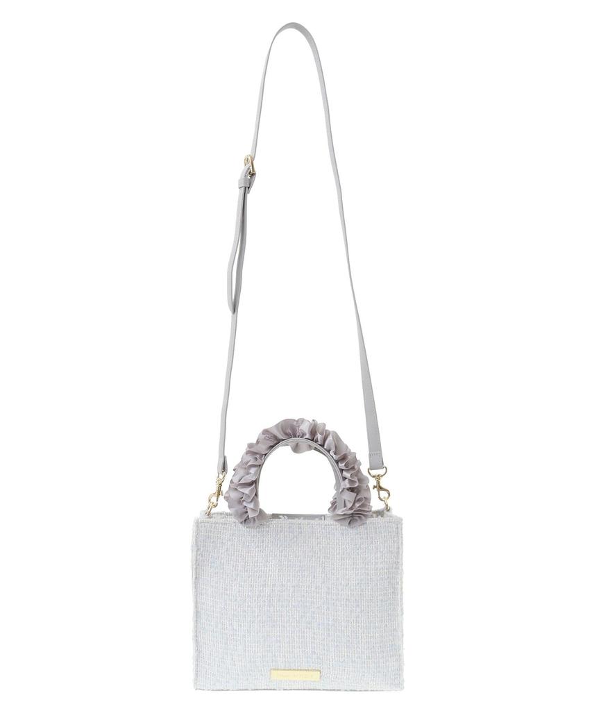 Maison De FLEUR Tweed Frill Handle Shoulder Bag, Blue Tote Bag, 08000045900