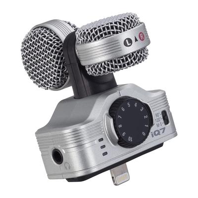 ZOOM iQ7 Microphone for External Microphone for MS Stereo Compact Lightning Connector Compatible iPhone/iPad, Smartphone, Microphone, Silver,