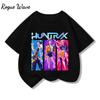 RogueWave Cool Kpop Hunter Girl Group Pattern Print T Shirt Casual Sports Short-Sleeve T-Shirt Leisure and Versatile