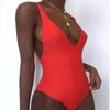 Elegant Women's One-piece Swimsuit With Deep-v Design And Padded Bra For Stylish Beach Adventures