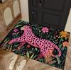 Modern Jungle Leopard Welcome Mat Non-Slip Entrance Doormat Tropical Flower Print Home Decor Floor Carpet for Hallway Kitchen