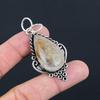 Pear Golden Rutile Stone Bezel Birthday Unique Pendant Jewelry Sterling Silver