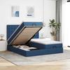 Exclusive House - Ottoman Bed Frame with Blue Mattress 180x200 Cm Fabric