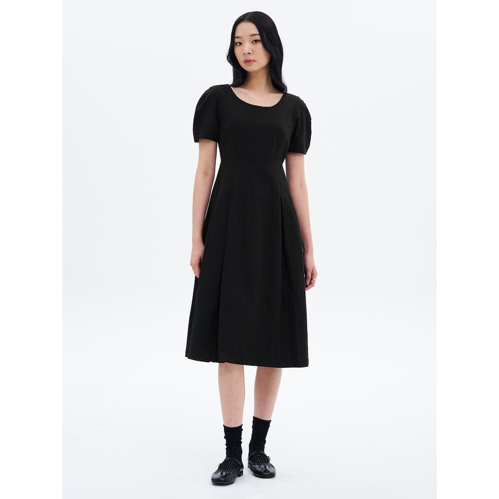8SECONDS Short-Sleeved Voluminous Long Dress Black