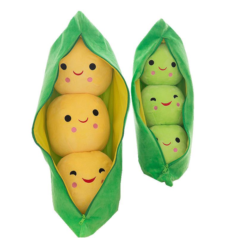 25CM Pea Pod Plush Toy Cute Cartoon Pea Plush Peasecod Stuffed Dolls Toys for Children Christmas Birthday Gift