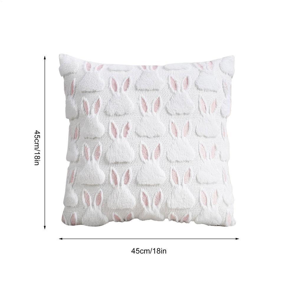Easter Pillow Covers Cute Rabbit Cushion Wrap 18x18in Embroidered Ears Farmhouse Easter Pillow Covers for Bedroom Home Decor