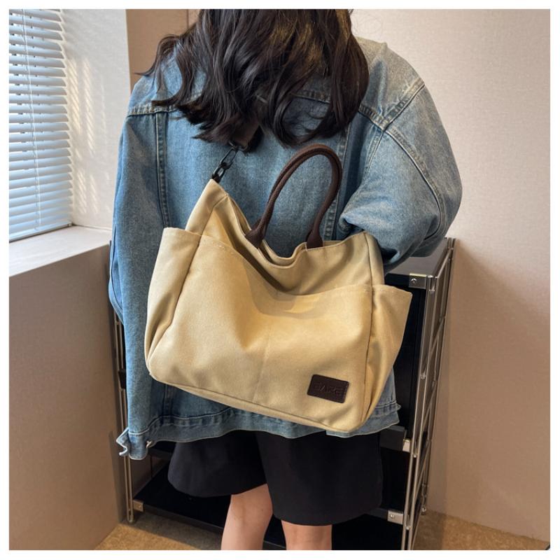 Retro Canvas Bag Women Tote Bag Student Computer Simple Handbag Thickened Crossbody Bag Commuter Zipper Handbag
