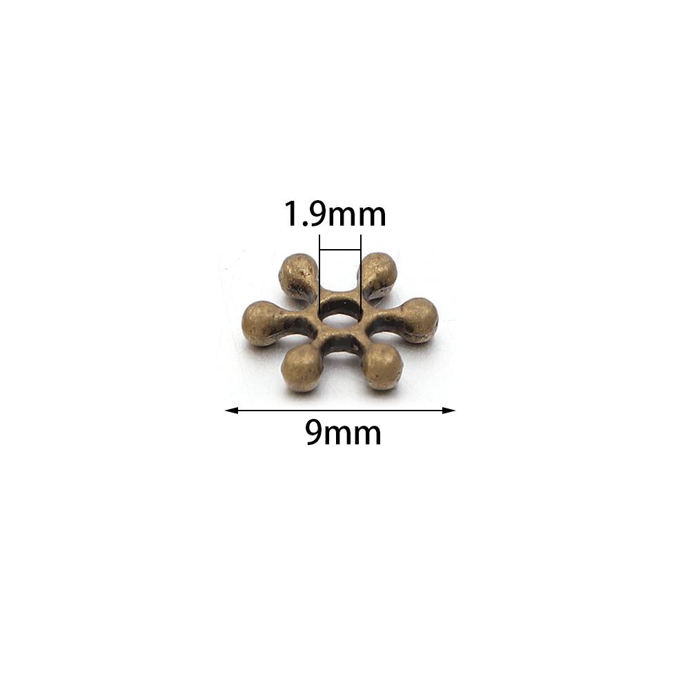 100pcs 9mm Alloy Snowflake Spacer Beads Metal Loose Spacer Beads For Jewelry Making DIY Crafts Bracelets Necklace Accessories