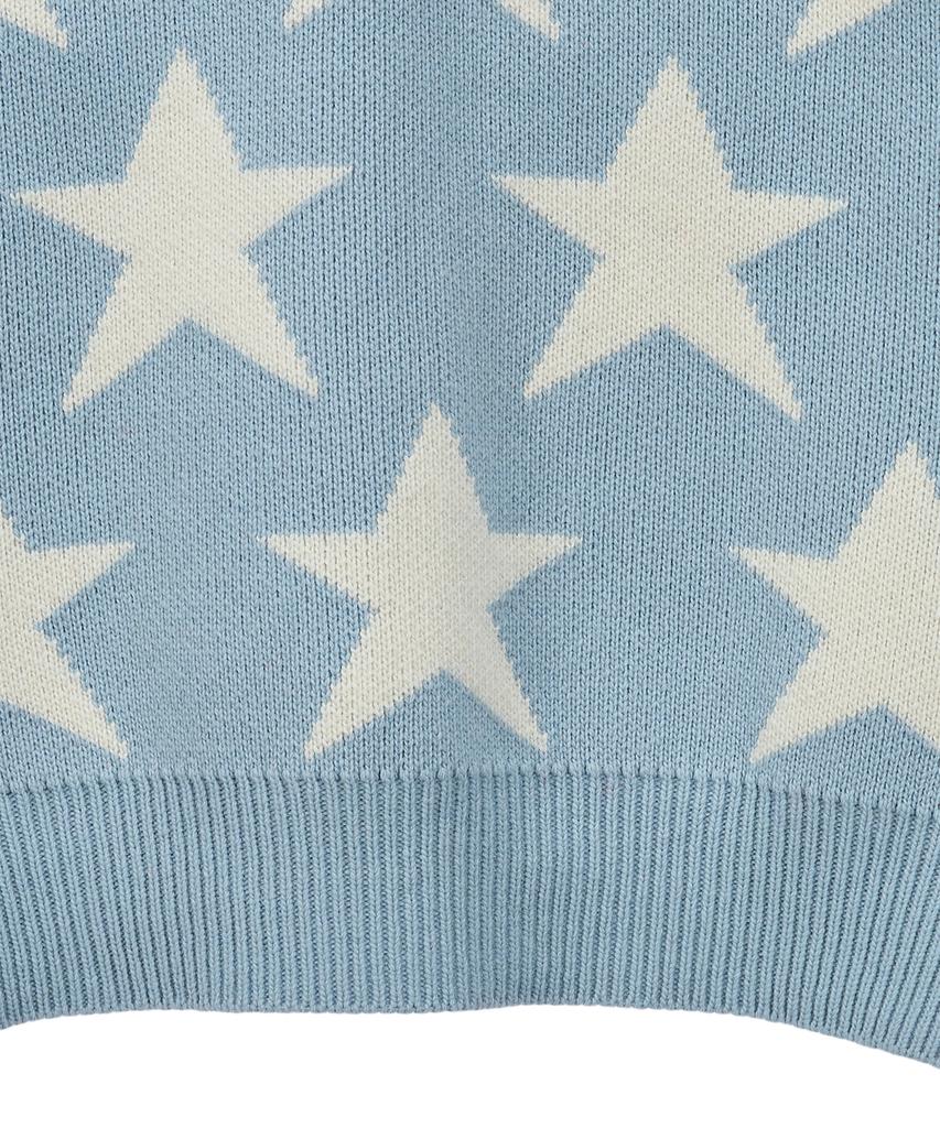 Peulomaleul 80S Vintage Graphic Knit / Sky Blue