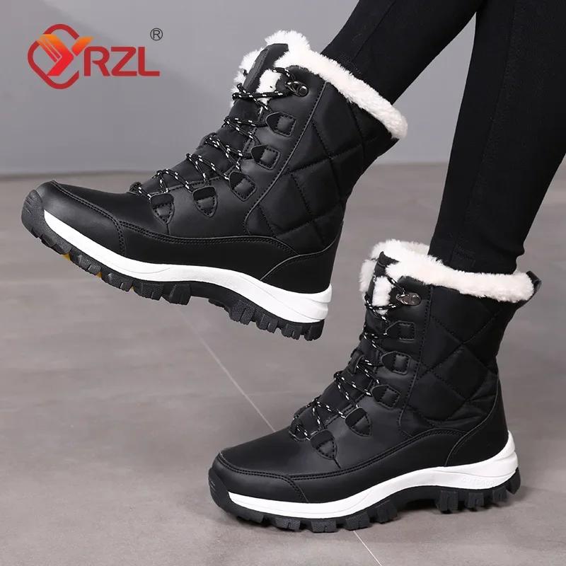 YRZL Boots Women Non Slip Winter Snow Boots Platform Shoes for Women Warm Cotton Shoe Ladies Flat Botas Mujer Winter Boot Female