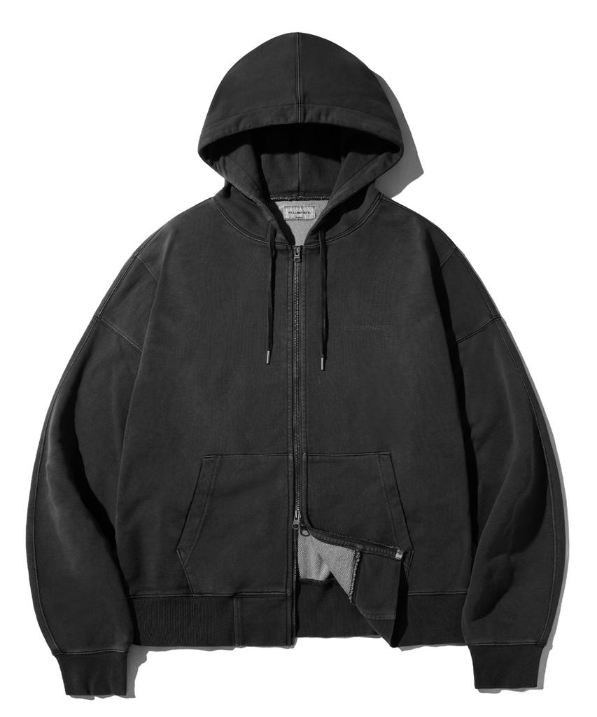 Filluminate Authentic Logo Pigment Zip-Up Hoodie - Black