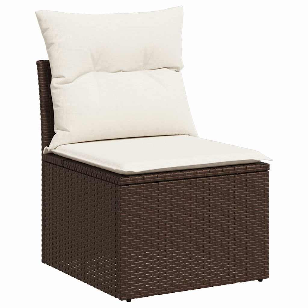 9 piece Garden Sofa Set with Cushions Brown Poly Rattan
