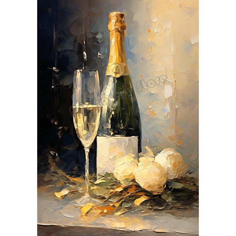 Vintage Wine Barrels and Wine Fountain Dinner Party Food Illustration Poster Canvas Painting Wall Pictures Home Wine Shop Decor