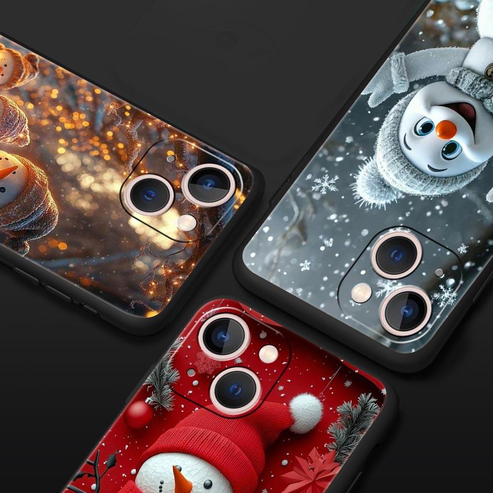 Christmas Snowman Phone Case Cover for iPhone 17 16 15 14 13 12 Pro Max 11 Pro Max 17 AIR Plus Shockproof Soft TPU Shell Fundas