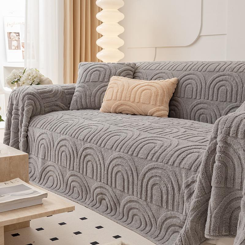 Anti-Scratching Plush Sofa Towel All-Inclusive Winter Thickened Sofa Cover Simple Modern Sofa Cover Cloth Blanket