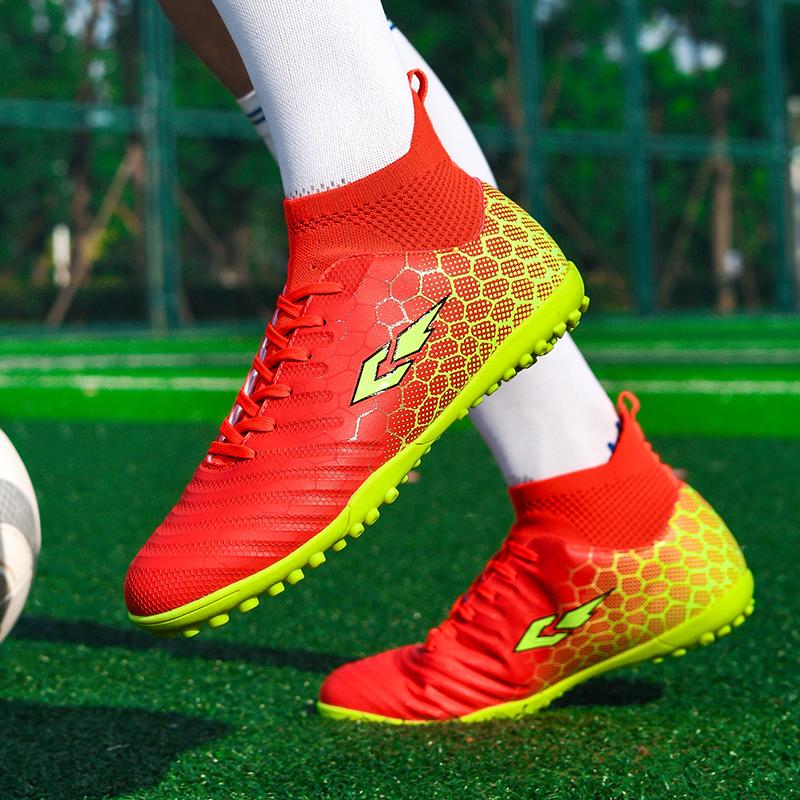 Unisex Hohe Elastische Sockenmündung Fußballschuhe Outdoor Stollen Sport Fußballstiefel Große Größe Jugend Sport Kinder Fußballschuhe