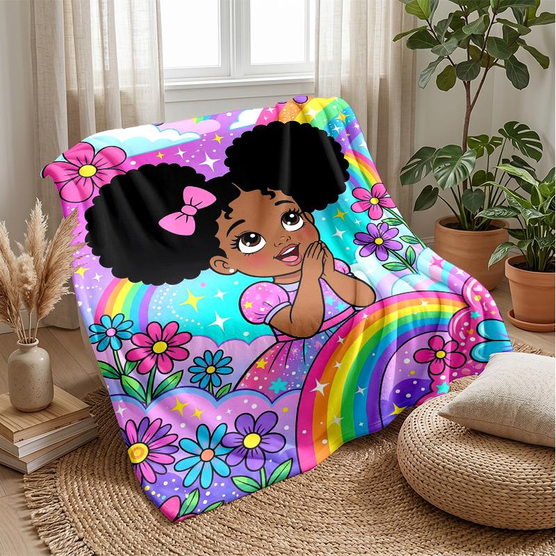 Rainbow Dreams Frame Theme Blanket Lightweight Warm Flannel Blanket Decorative Throw Blanket for Home Decoration