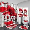 Flower Rose Shower Curtains Waterproof Polyester Bathroom Curtain with Hooks Bathtub Curtain Soft Floor Rugs Non-slip Bath Mat Bathroom Decor 4pcs