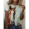 Summer Vintage Women's T-shirt Horse 3d Print Tshirt Women Fashion T-shirt Crew Neck Short Sleeve T Shirt Kids Tops Tees Animal