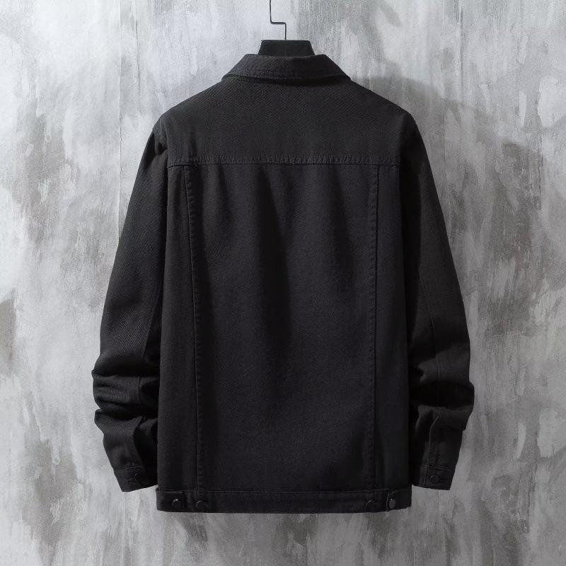 Pánska trendy pracovná bunda z japonského denimu: Voľný, viacvreckový, ležérny top na jar a jeseň.